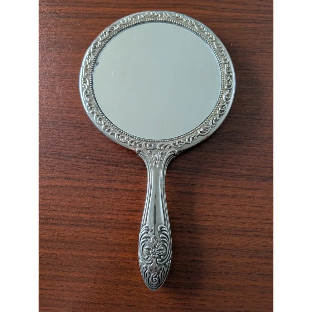 Vintage Silver Plated Vanity Set Mirror Brush Comb 3 Piece Victorian Ornate